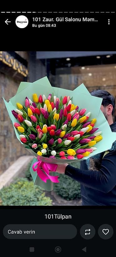 gul qabı: 101-roza 150₼ - Növ: roza (kəsilmiş, bağlamada) - Rənglər: dərin — 6