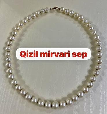 Qızıl mirvari sep - Klassik tərzdə incə mirvari boyunbağı - Dairəvi