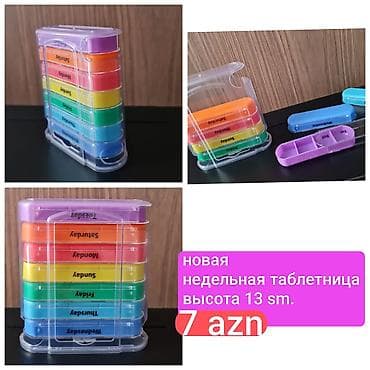 Həftəlik tablet qabı – rəngli, çıxarıla bilən 7 bölmədən ibarət set