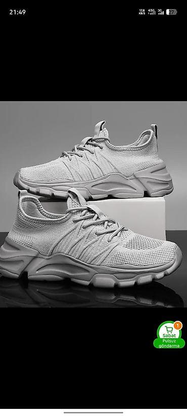 ayaggabı: Unisex idman ayaqqabısı – boz rəng - Nəfəsalan toxuma üstlük: mesh — 1