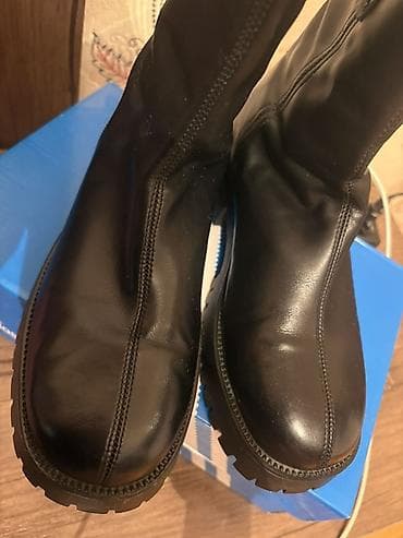 qış qısa botinkalar: Qara dəri botlar - Material: hamar qara dəri (üst hissə), qalın — 2