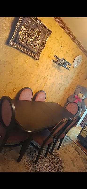 Qonaq otağı üçün, Açılan, Dördbucaq masa, 6 stul