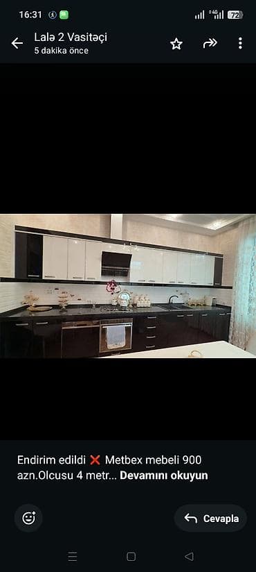 salon moyka: Endirim edildi ❌ Metbex mebeli 900 azn.Olcusu 4 metr Mebelin ustunde — 1