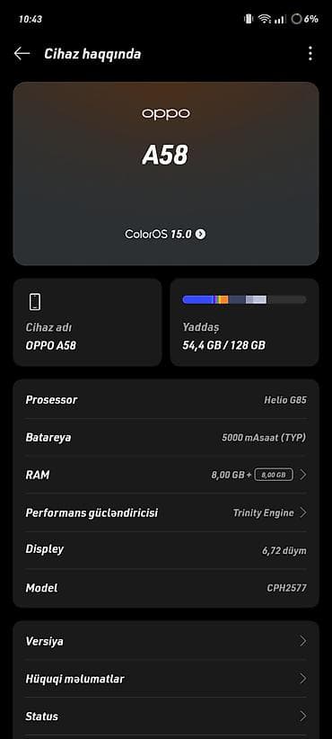 iptv azerbaycan pulsuz: Oppo A58 4G, 128 GB, rəng - Qara, Barmaq izi — 5