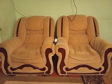 ev stolu: İşlənmiş, Klassik divan, 2 kreslo, Bazasız, Açılan — 4