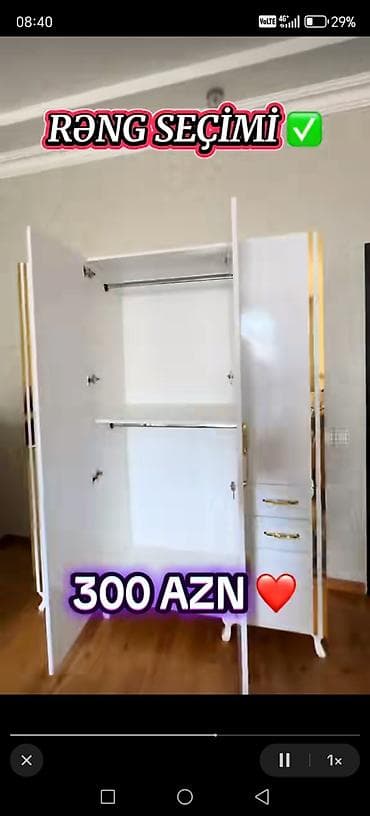 paltar wkaflari: 4 qapılı, Ağ, Parça, Açılan, Düz dolab — 2