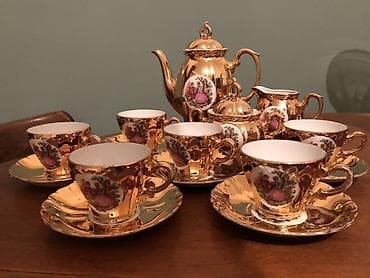 Чайный набор, цвет - Золотой, Фарфор, 6 персон at lalafo.az Чайный набор, цвет - Золотой, Фарфор, 6 персон