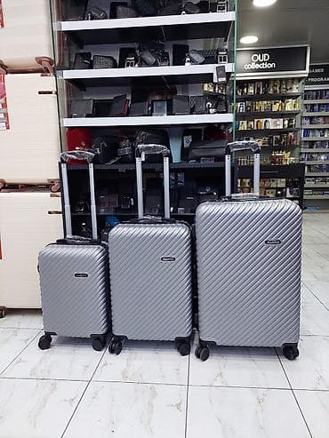 Çamadanlar: Gümüş rəngli JIASPIN sərt korpuslu çamadan dəsti - 3 ölçü: kabin — 1