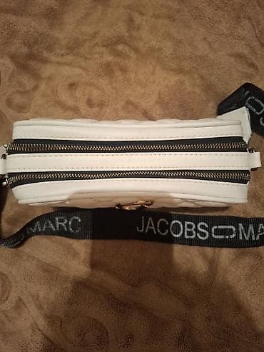 marc jacob: Marc Jacobs üslubunda qadın çantası. Ağ rəngdə, romb naxışlı yumşaq — 2