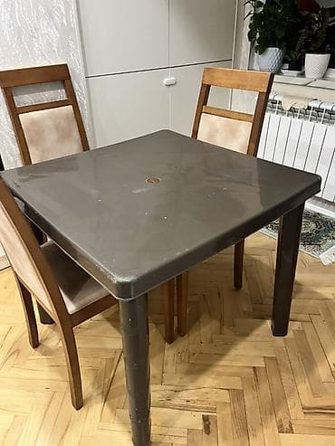 садовая мебель пластиковая: Квадратный стол, 2 стула, Нераскладной, Со стульями, Пластик — 3