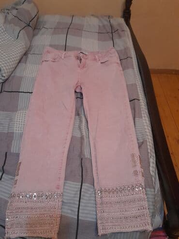 женские леггинсы на флисе: Qırmızı rəngdə qadın şalvarı. Geniş kəsimli balaqları rahatlıq təmin — 2