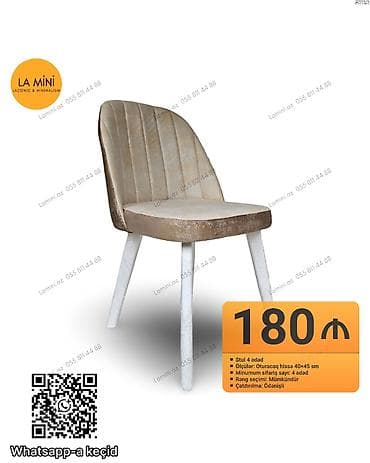 stull: Mətbəx üçün, Qatlanmayan, rəng - Ağ Stul — 1