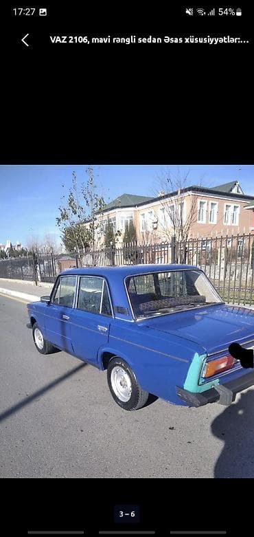 1994 bmw 320: VAZ 2106, mavi rəngli sedan Xüsusiyyətlər: - Kuzov: sedan, mavi rəng — 5