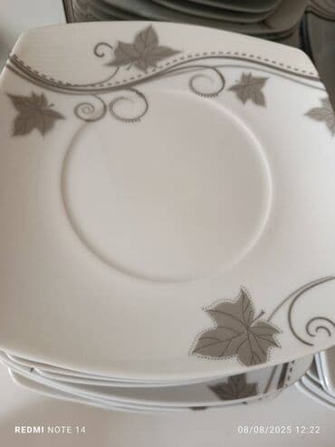 Boşqablar, 18 ədədli dəst, rəng - Ağ, Farfor