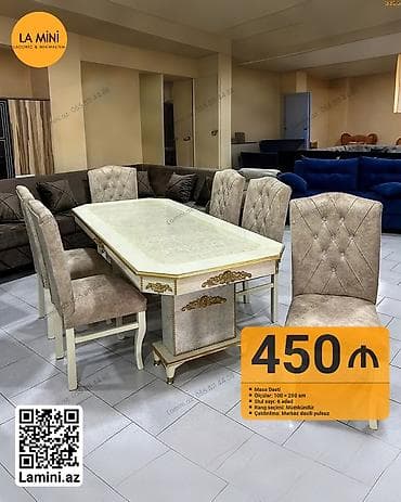 parca stul: Qonaq otağı üçün, Açılmayan, Dördbucaq masa, 6 stul — 1