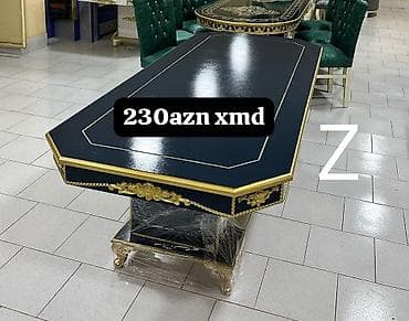 stil stul: Zərif klassik üslubda obeden stolu - Rəng: tünd göy (parlaq laklı — 1