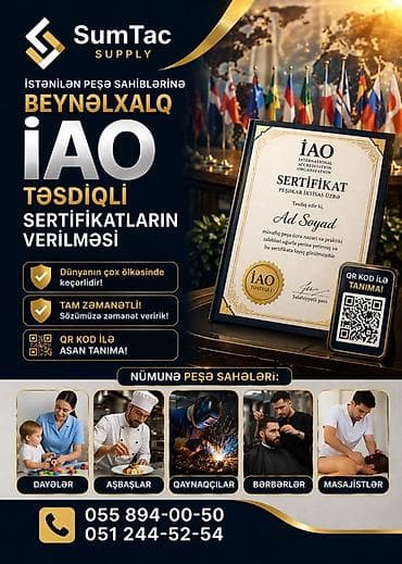 bərbər kursları: SumTac Supply – IAO təsdiqli peşə sertifikatları Xidmətin məzmunu: - — 1