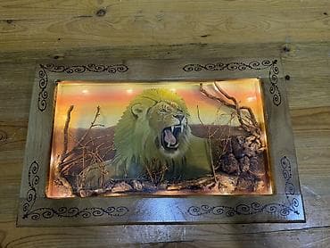 Unikal dekorativ işıqlandırılan tablo – “Şir” mövzulu diorama -