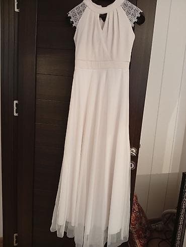 ağ don modelləri: Ağ rəngli uzun ziyafət/libas - Model: maxi uzunluq, beldən aşağı — 1