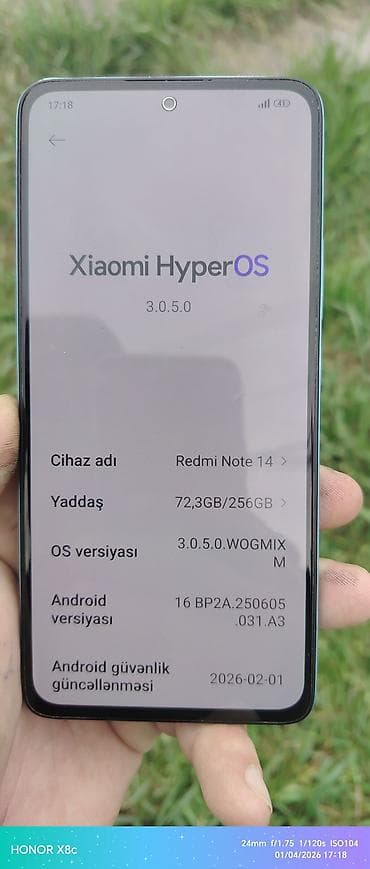 playstation arendaya verilir: Redmi Note 14, 256 GB, rəng - Mavi, Barmaq izi, İki sim kartlı, Face ID — 3