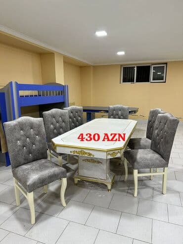 stol desdi: Qonaq otağı üçün, Yeni, Açılmayan, Dördbucaq masa, 6 stul — 1