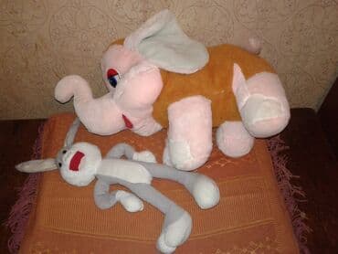 Uşaq arabaları: Игрушки 3 штуки за 30 azn. Мамонтенок : размер 55 / 39 см. Заяц  — 3