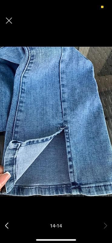 Mavi rəngli denim şalvar – hippie/flare kəsim - Qalın və davamlı denim lalafo.az -da Mavi rəngli denim şalvar – hippie/flare kəsim - Qalın və davamlı denim
