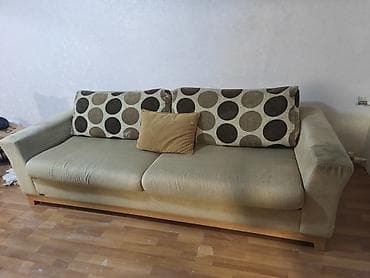 krep parca: Üç nəfərlik geniş divan - Rəng: açıq oliu/bej tonlarında oturacaq və — 1