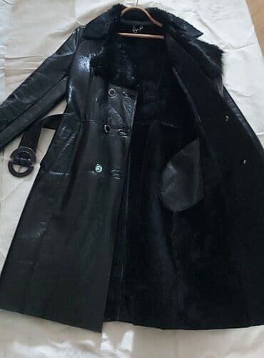 женские кожаные косухи: Кожаное пальто,,б/у,в идеальнейшем состоянии,двубортное,натуральная — 3