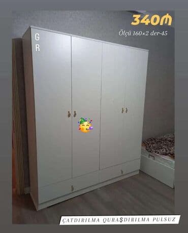 zivella mebel: Yeni, 4 qapılı Düz dolab, Qarderob, paltar dolabı — 1