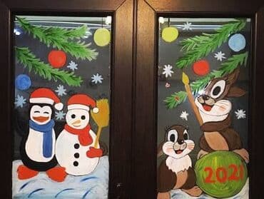 Ковры: Xüsusi yeni il vitraj rəsmləri – şüşə üzərində əl işi dekor - Mövzu — 1