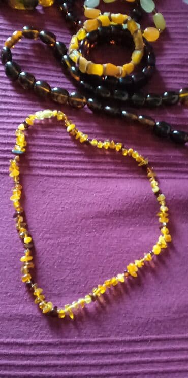 ad sepler: Təbii kəhrəba aksesuar dəsti - Material: 100% təbii kəhrəba (sarı — 8