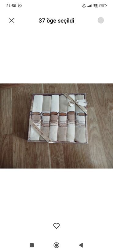 şüşə banka istehsalı: Hədiyyə qutusunda mətbəx dəsmalları dəsti - Qutu daxilində 6 ədəd — 1