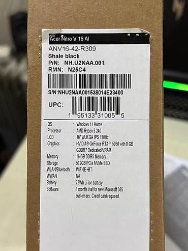 Acer Nitro V 16 oyun noutbuku - Ekran: 16 düym WUXGA (1920×1200) IPS — 5