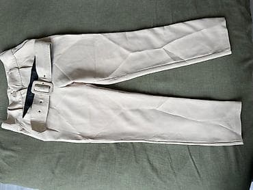 Qadın ayaqqabıları: Bej rəngli qadın şalvar + kəmər dəsti - Rəng: açıq bej - Model — 2