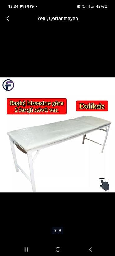 Yeni, Kosmetoloji kuşetka, Qatlanmayan, rəng - Ağ