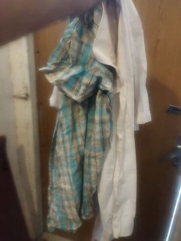 3 duymə koynək: Kişi geyim dəsti - 1 ədəd boz rəngli kişi şalvarı: yan ciblikli — 3