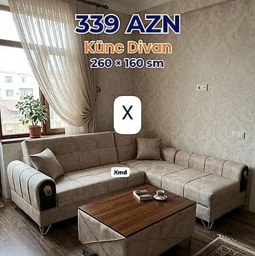 balin: Künc divan – 260 × 160 sm - Rahat L‑şəkilli dizayn, qonaq otaqları və — 1
