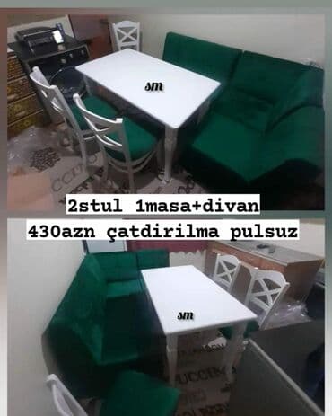 mətbəx ucun divan: ✔️Sifarişlə✔️ *✔️Kuxna üçün dest 1 masa 2 stul künc divan dəsti✨✨* ✔️ — 4