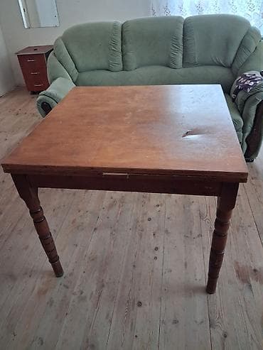 Qonaq masası, İşlənmiş, Açılan, Taxta, Kvadrat masa