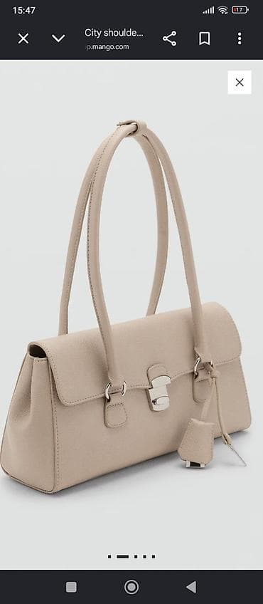 Mango (MNG) brendi çiyin çantası – bej rəngli, şəhər üslubunda model — 1