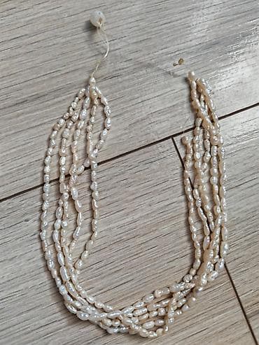 5qat qədimi təbii mirvari boyunbağı - Material: təbii, qeyri-bərabər