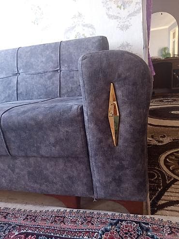şkaf ucuz: Boz rəngli, üçoturacaqlı yumşaq divan - Material: Yumşaq toxumalı — 4