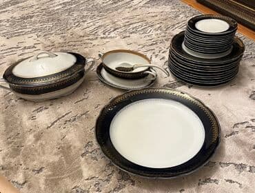 обеденный набор: Nahar dəsti, rəng - Göy, Farfor, 11 nəfərlik — 2