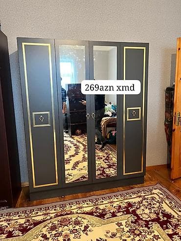 paltar wkaflari: 3 qapılı, Siyirməli, Ağ, Taxta, Açılan, Düz dolab — 1