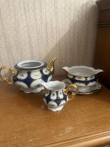 Çay dəsti, rəng - Göy, Farfor, Çexiya