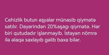 Другие товары для дома: Cehizlik üçün tam dəst əşyalar satılır. Hər biri qutudadır — 1