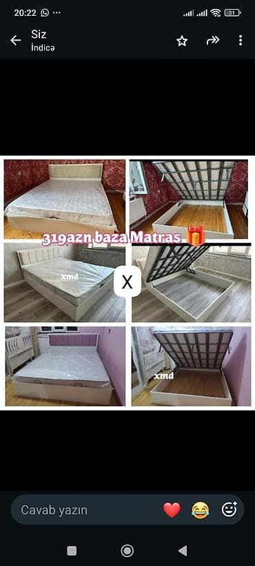 matras ortopedik: Baza çarpayı + matrass dəsti - Yuxarıdan qaldırılan mexanizmli baza — 1