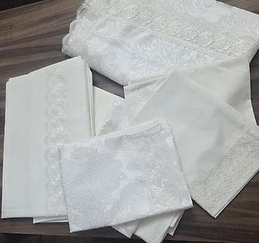 postel: Fransız Dantelli “Lalezar” Gəlin Dəsti – 7 parça, krem rəng Zərif — 3