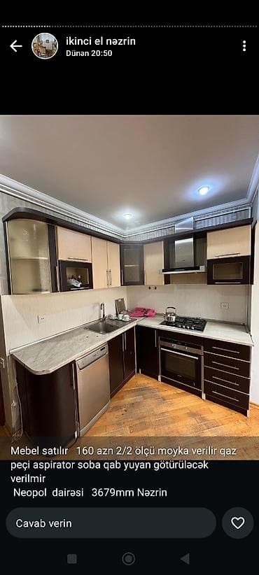 svarka aparati satilir: Mətbəx mebeli dəstləri 1) Dəst 1 - Rəng: krem/qəhvəyi kombinasiya - — 2